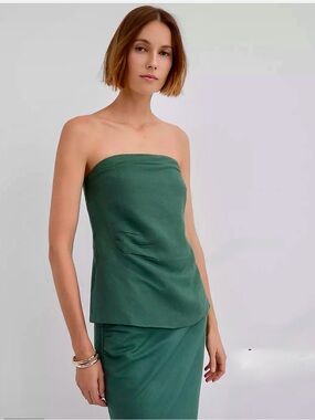 LOFT Ruched Linen Srapless Top